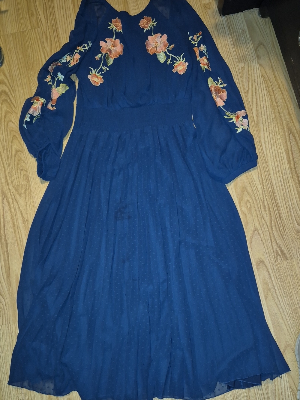 ASOS DESIGN Tall dobby shirred waist open back pleated midi dress..size US 12